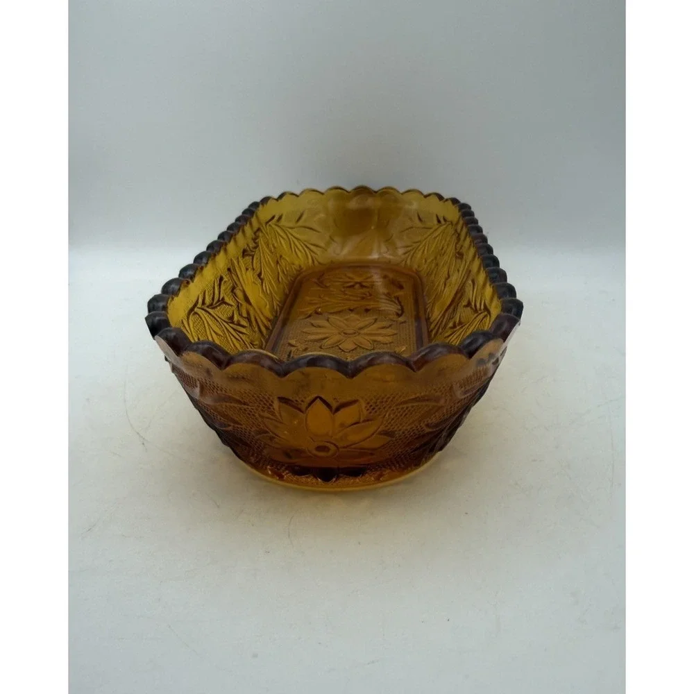 Indiana Glass Tiara Sandwich Amber Celery Dish Oval Serving Dish